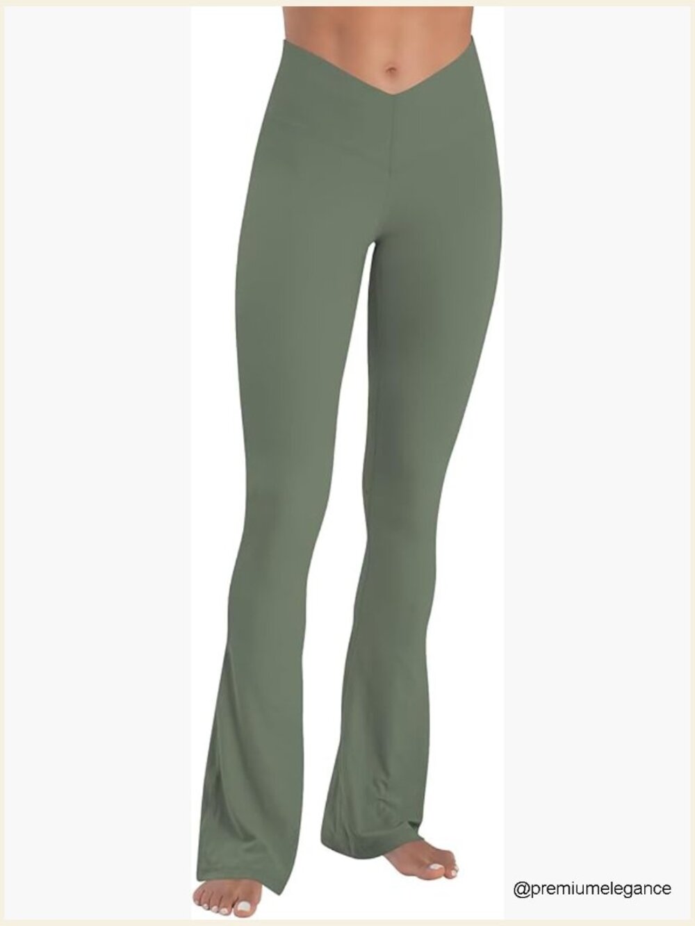 V Crossover Mini Flare Leggings Mid Rise Workout Yoga Pants Tummy Control